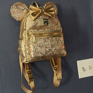 Gold Sequin Mini Backpack with Ears
